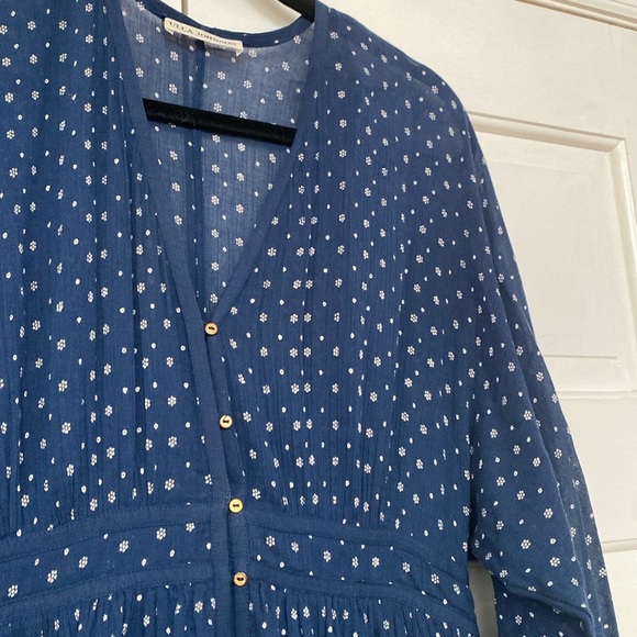 Ulla Johnson Paulette Blue Dress Cotton Size 2 Patterned Floral Ditsy Midi Dress - Picture 11 of 17